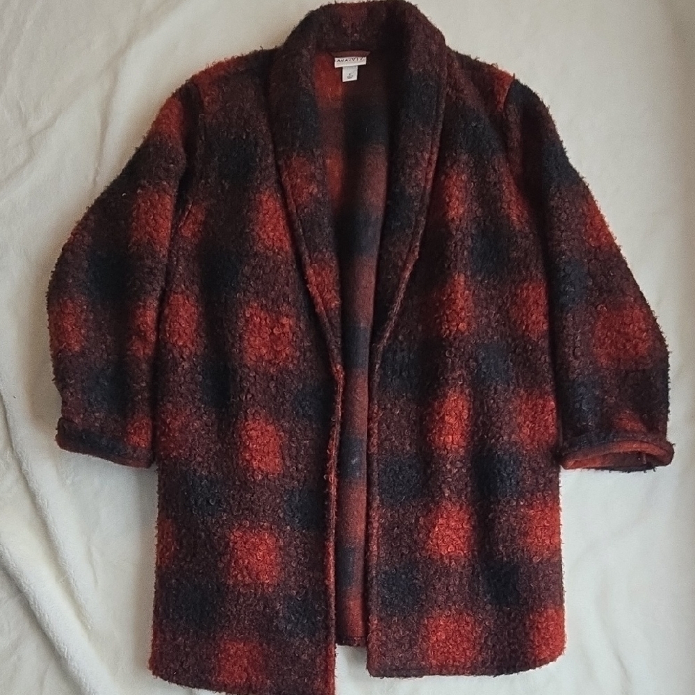 Ava viv plus size x red Plaid coat